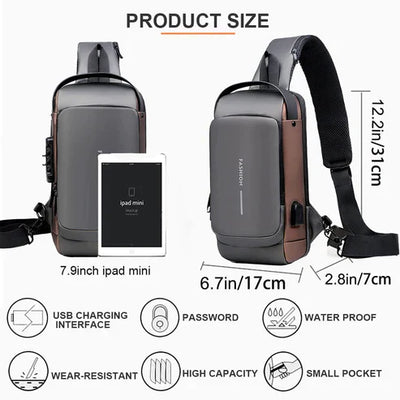 Chest Bag Multifunction Crossbody Sport Running Travel Sling Pack Anti-theft For Men