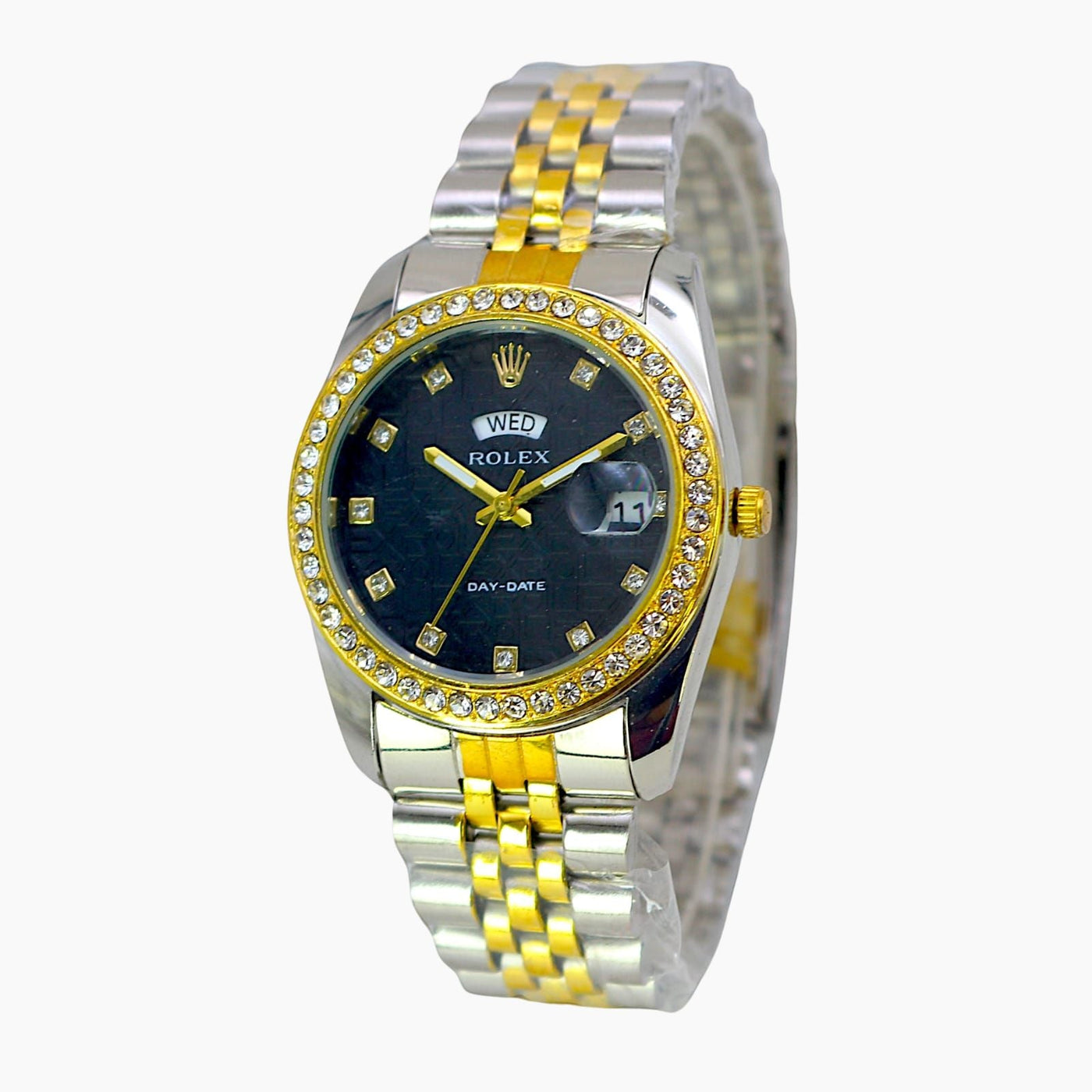 Rolex Luxury Stone With Date & Day Chain Ladies Wristwatch