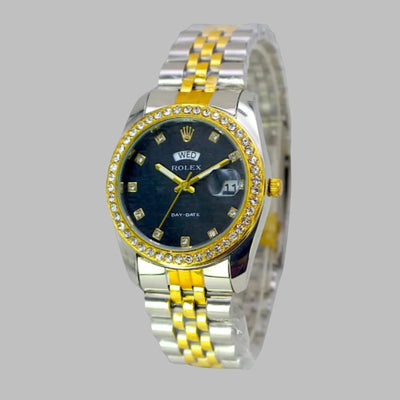 Rolex Luxury Stone With Date & Day Chain Ladies Wristwatch